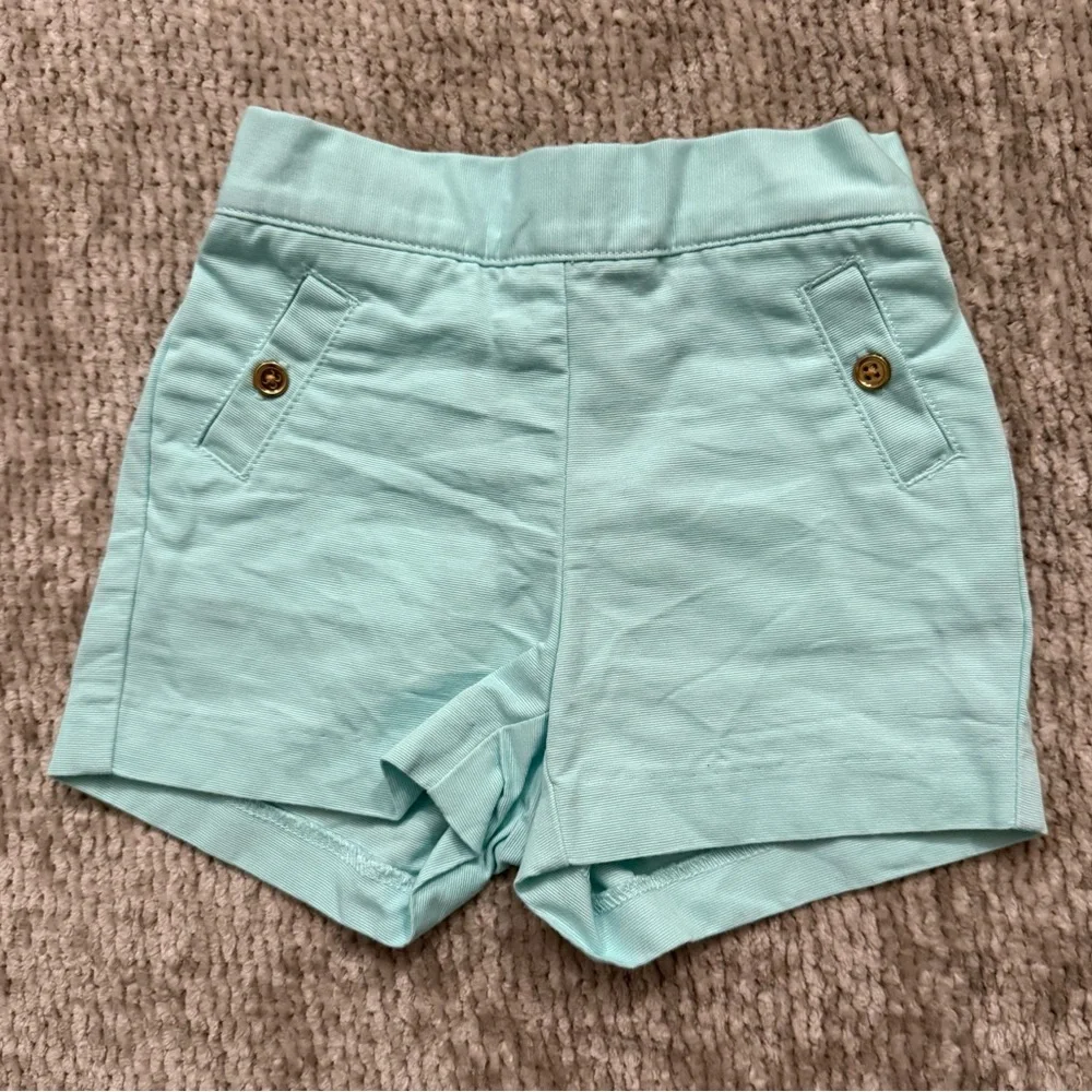 Janie and Jack Baby Aqua Cotton Shorts‎ 12–18M Button Pocket Pull-On